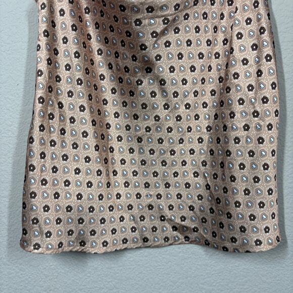Sollinarry Small Satin Tile Print Cami Top Tan Cowl Neck Spaghetti Straps - Picture 4 of 9